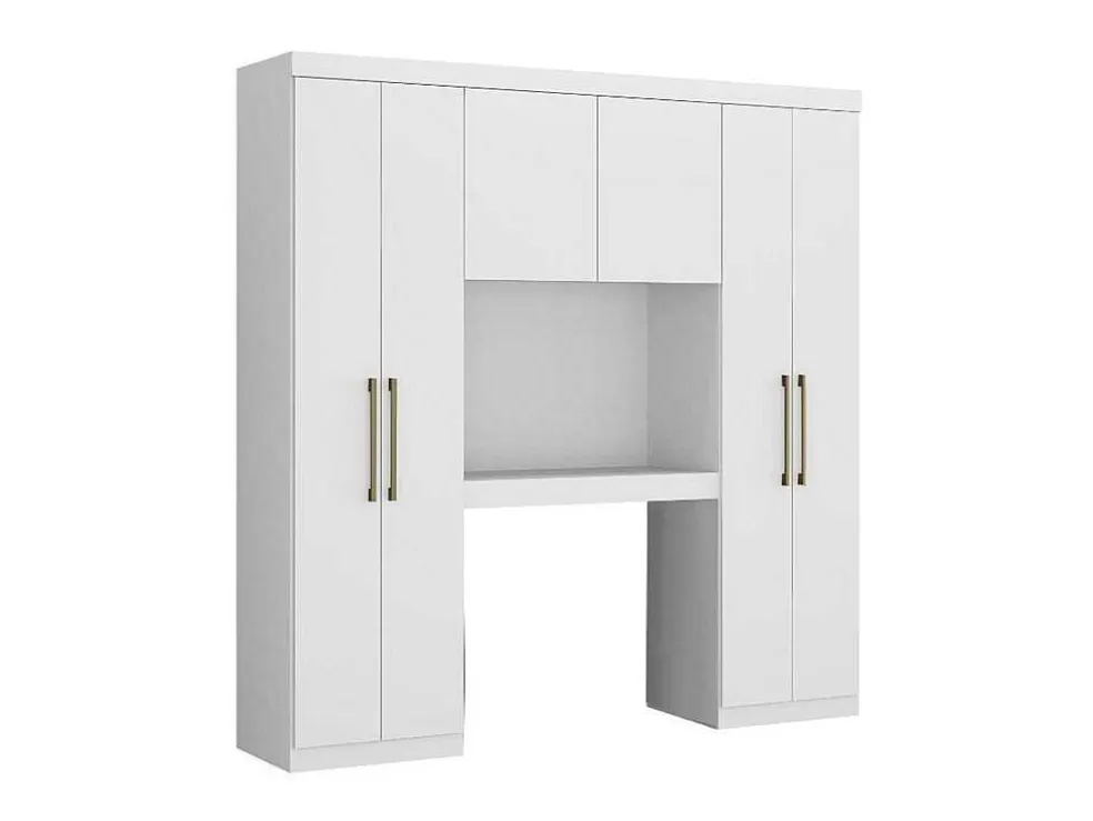 Vente-unique Móvel De Cama Antero - 6 Portas - Com Armários E Gavetas - C 200 Cm - Branco* Móvel Para Quarto De Crianças