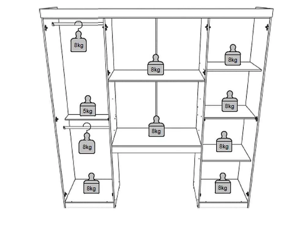 Vente-unique Móvel De Cama Antero - 6 Portas - Com Armários E Gavetas - C 200 Cm - Branco* Móvel Para Quarto De Crianças