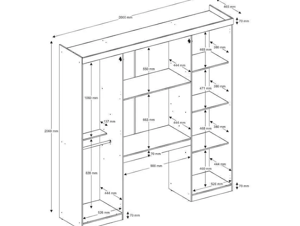 Vente-unique Móvel De Cama Antero - 6 Portas - Com Armários E Gavetas - C 200 Cm - Carvalho & Marfim* Cabeceira E Ponte De Cama