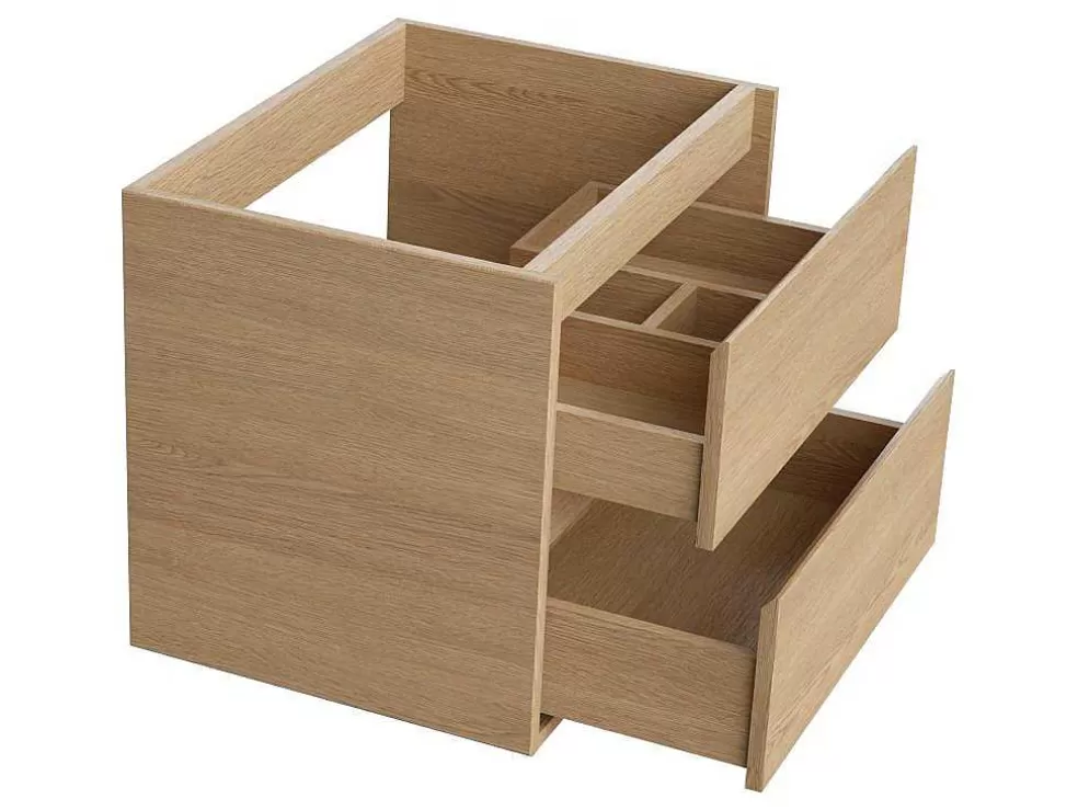Vente-unique Móvel De Casa De Banho Com Lavatório De Pedra Instalacao Suspensa, Folha De Carvalho, 60 Cm - Milipam* Móvel Lavatório Individual