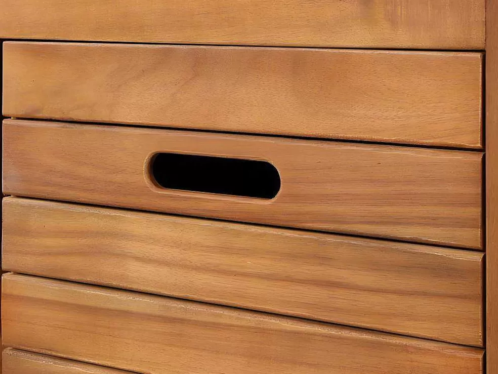 Vente-unique Móvel De Casa De Banho Em Madeira De Acacia Com Lavatório Individual De 130 Cm - Pulukan* Móvel Lavatório Duplo