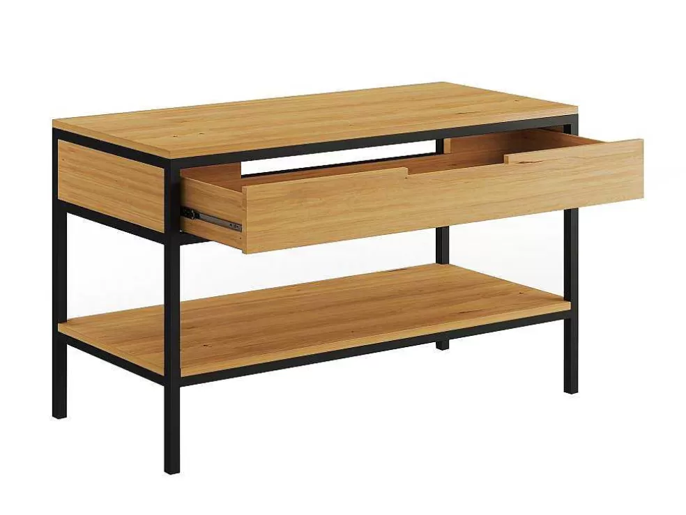 Vente-unique Móvel De Casa De Banho Em Teca Clara E Metal Com Lavatório Duplo 120 Cm - Tukad* Móvel Lavatório Duplo