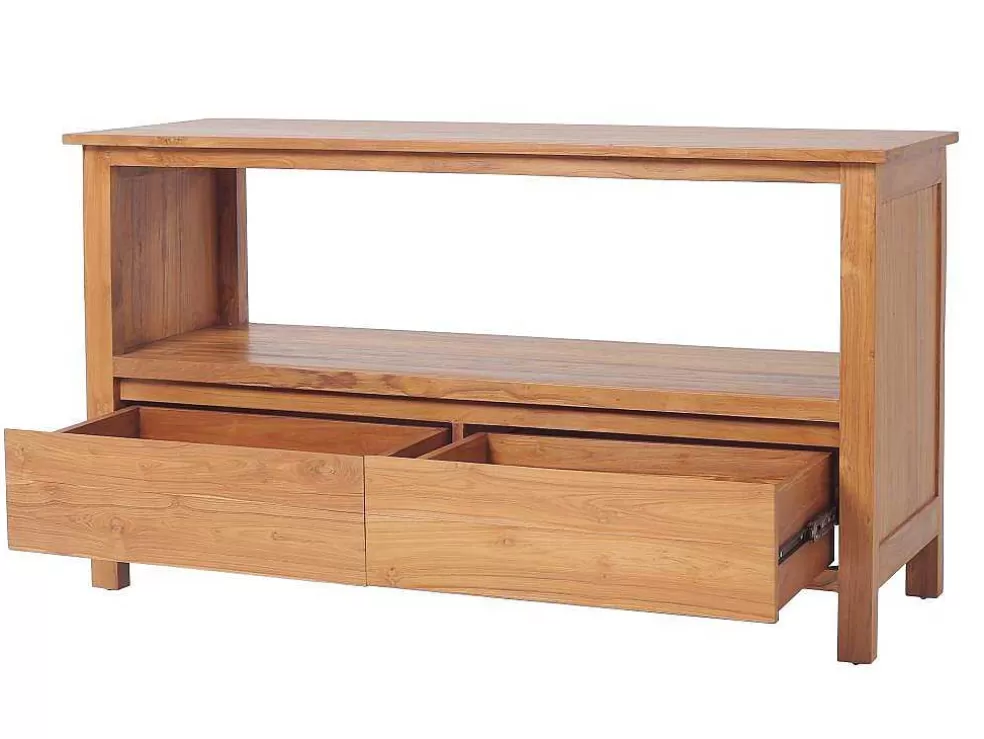 Vente-unique Móvel De Casa De Banho Em Teca Com Lavatório Duplo De 135 Cm - Ketapang* Móvel Lavatório Duplo
