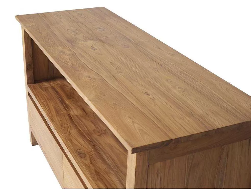 Vente-unique Móvel De Casa De Banho Em Teca Com Lavatório Duplo De 135 Cm - Ketapang* Móvel Lavatório Duplo