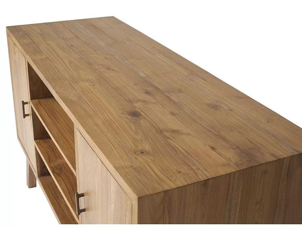 Vente-unique Móvel De Casa De Banho Em Teca Com Lavatório Duplo E Espelho De 135 Cm - Gianyar* Móvel Lavatório Duplo