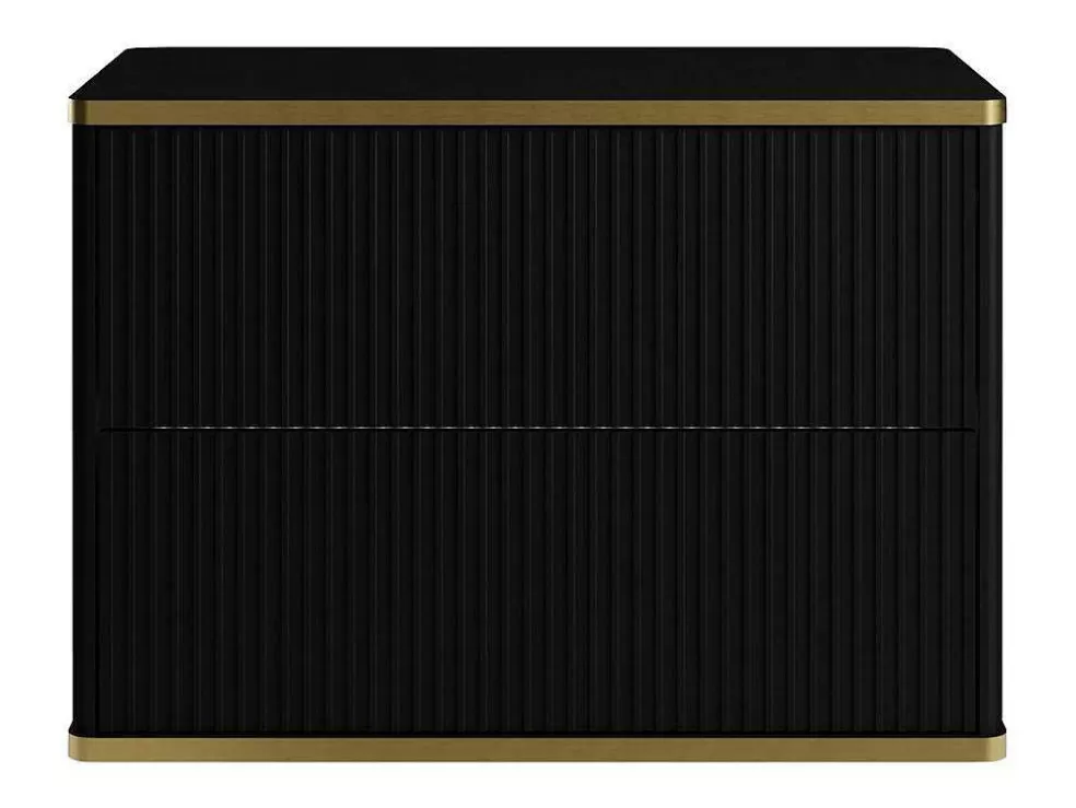 Vente-unique Móvel De Casa De Banho Para Colocar Sob O Lavatório Estriado Rebordo Dourado, Cor Preta C80 Cm - Keliza* Promoções Casa De Banho & Bem-Estar
