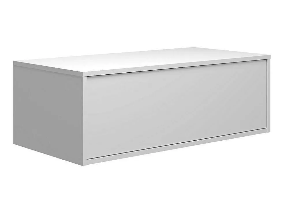Vente-unique Móvel De Casa De Banho Suspenso Azul-Escuro E Branco Lavatório Individual E Duas Gavetas - Teana Ii* Móvel Lavatório Individual