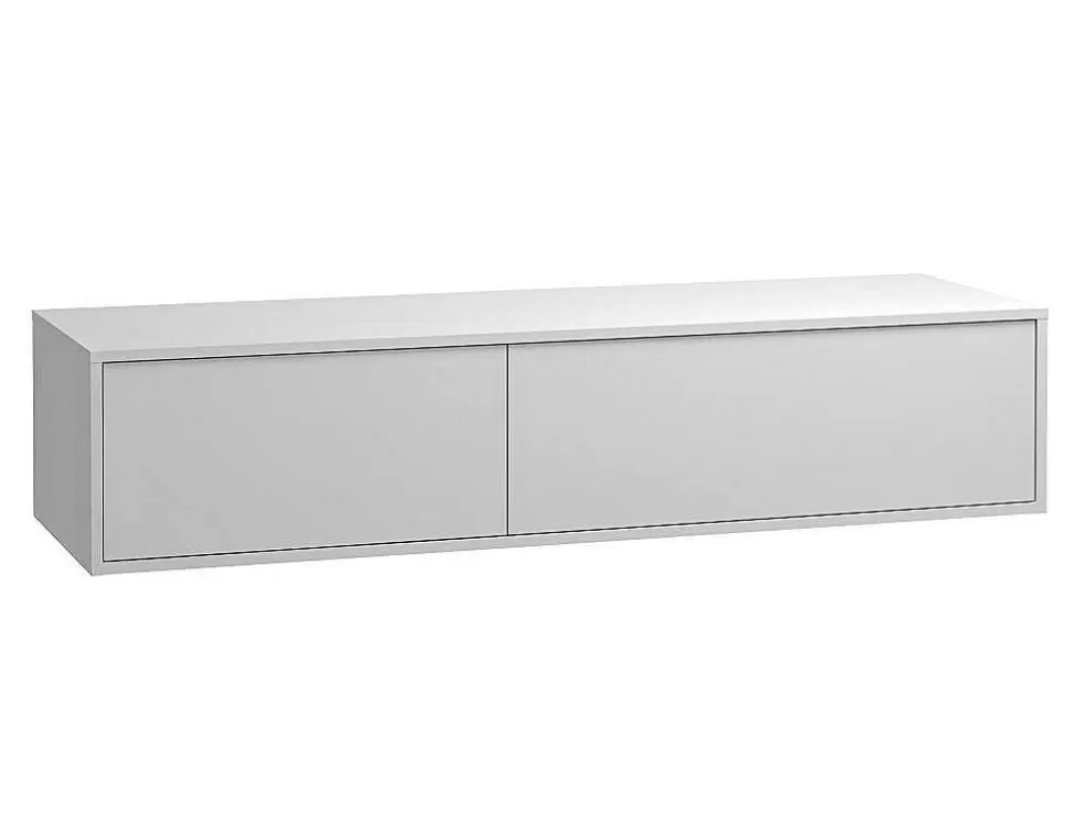Vente-unique Móvel De Casa De Banho Suspenso Branco Com Lavatório Duplo C150 Cm - Isaure Ii* Móvel Lavatório Duplo