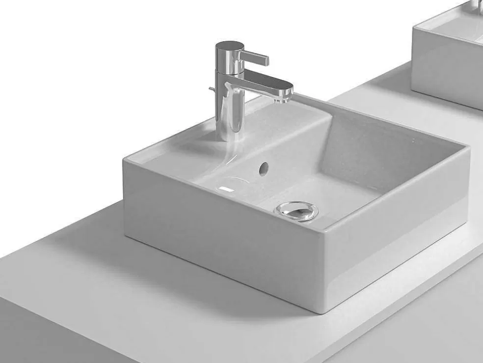 Vente-unique Móvel De Casa De Banho Suspenso Branco Com Lavatório Duplo C150 Cm - Isaure Ii* Móvel Lavatório Duplo