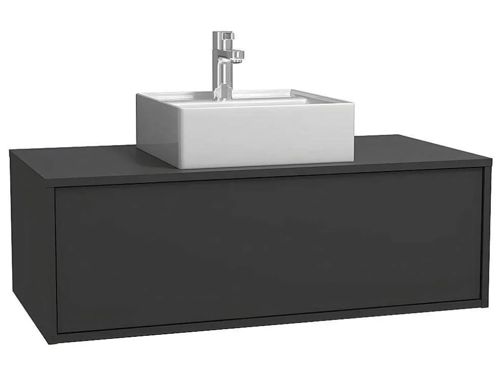 Vente-unique Móvel De Casa De Banho Suspenso Cinza Antracite Com Lavatório Individual 94 Cm - Teana Ii* Móvel Lavatório Individual