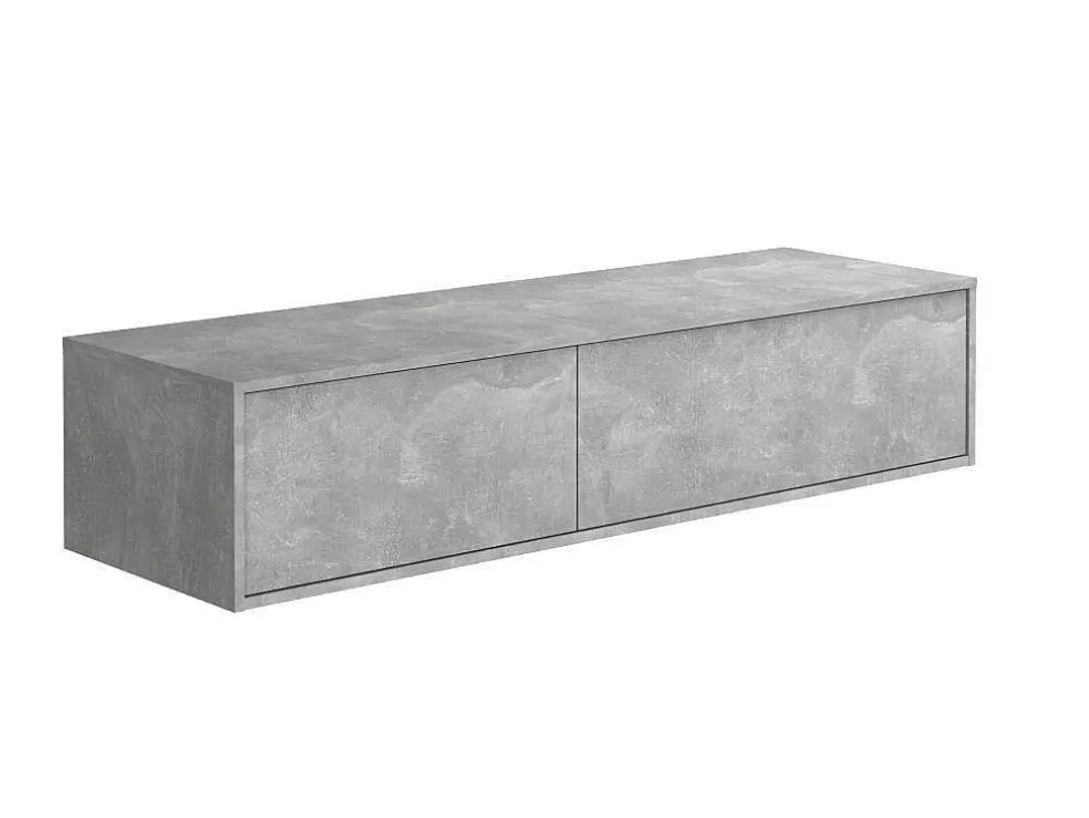 Vente-unique Móvel De Casa De Banho Suspenso Cinza Cimento Com Lavatório Duplo C150 Cm - Isaure Ii* Móvel Lavatório Duplo