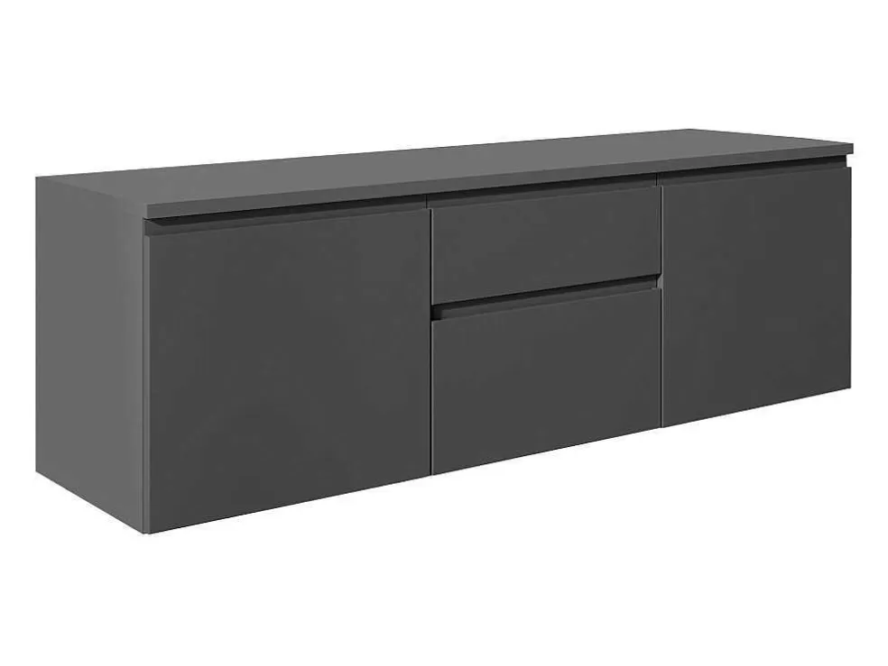 Vente-unique Móvel De Casa De Banho Suspenso Com Lavatório Duplo Cinza 150 Cm - Jimena Ii* Móvel Lavatório Duplo