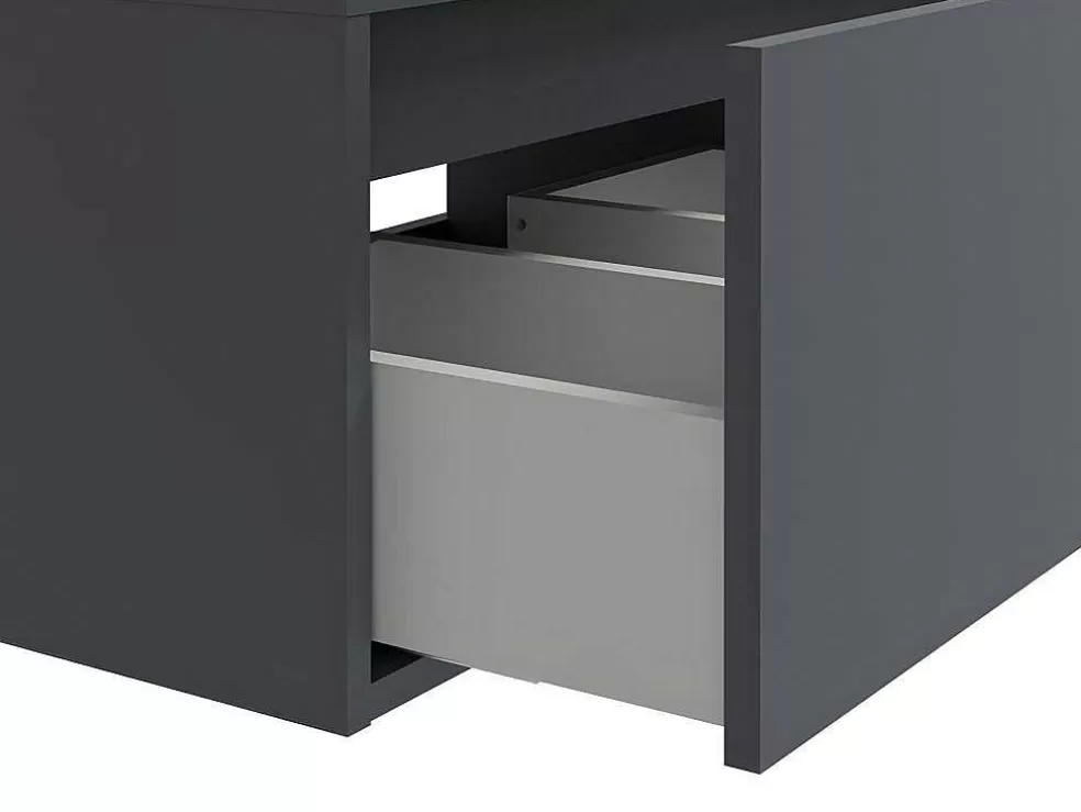 Vente-unique Móvel De Casa De Banho Suspenso Com Lavatório Duplo Cor Cinza Antracite C150 Cm - Isaure Ii* Móvel Lavatório Duplo