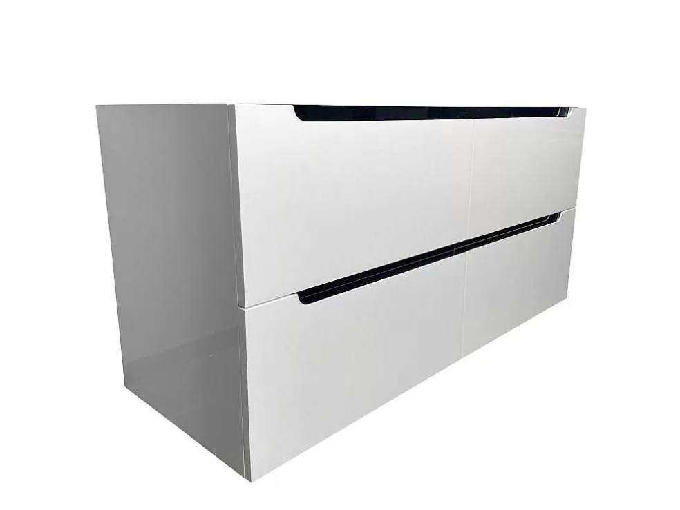 Vente-unique Móvel De Casa De Banho Suspenso Com Lavatório Duplo De Encastrar Branco 120 Cm - Selita* Móvel Lavatório Duplo