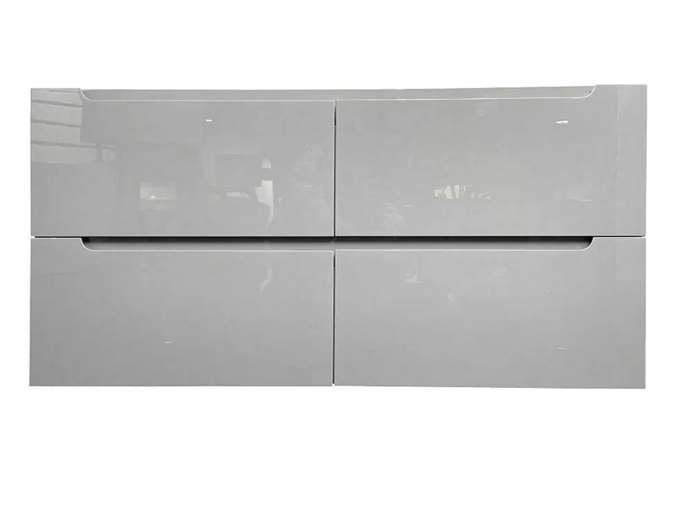 Vente-unique Móvel De Casa De Banho Suspenso Com Lavatório Duplo De Encastrar Cinzento 120 Cm - Selita* Promoções Casa De Banho & Bem-Estar
