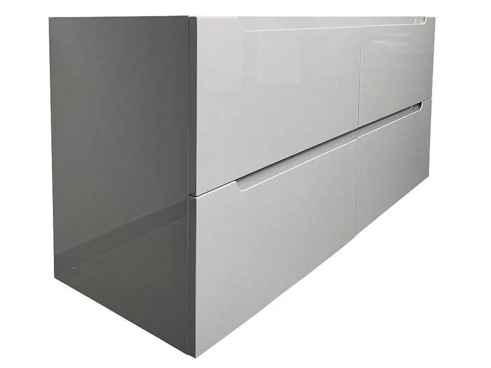 Vente-unique Móvel De Casa De Banho Suspenso Com Lavatório Duplo De Encastrar Cinzento 120 Cm - Selita* Promoções Casa De Banho & Bem-Estar