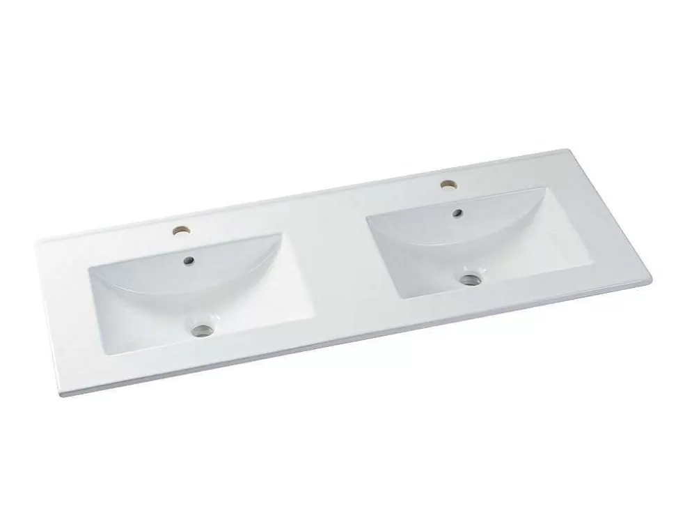 Vente-unique Móvel De Casa De Banho Suspenso Com Lavatório Duplo De Encastrar Cinzento 120 Cm - Selita* Promoções Casa De Banho & Bem-Estar
