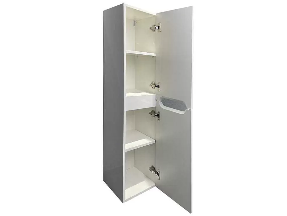 Vente-unique Móvel De Casa De Banho Suspenso Com Lavatório Duplo De Encastrar E Coluna Branco 120 Cm - Selita* Móvel Lavatório Duplo