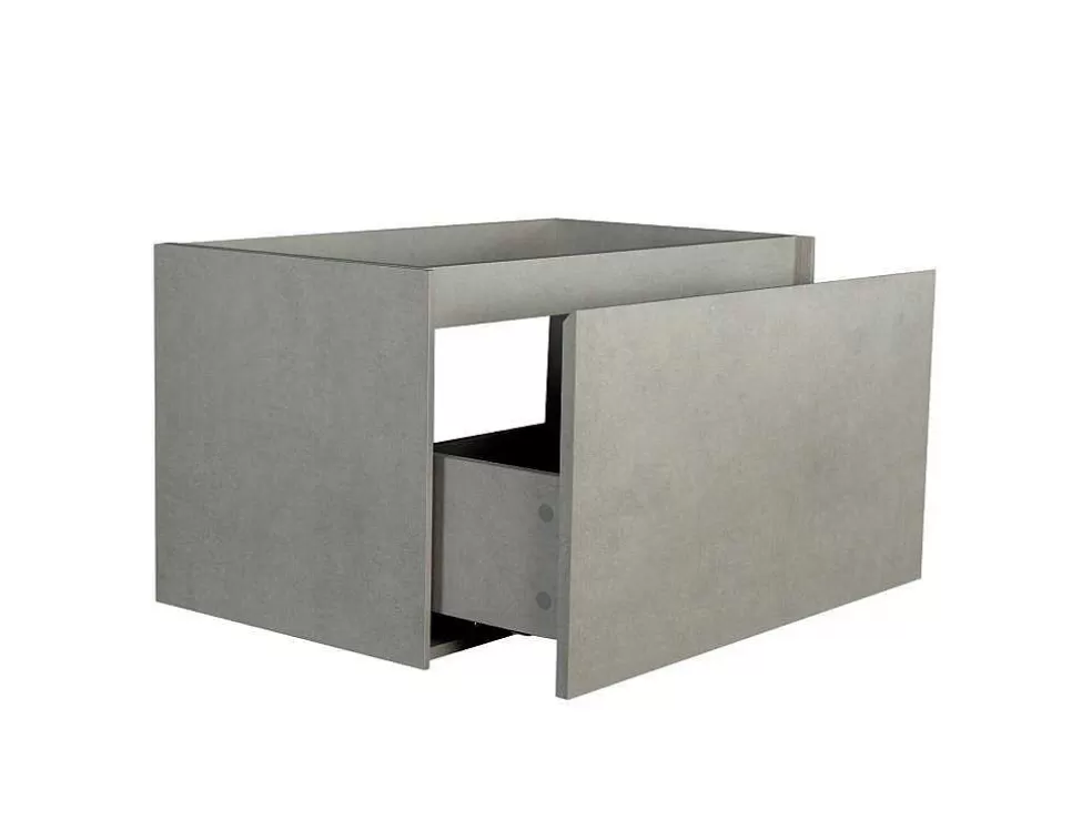 Vente-unique Móvel De Casa De Banho Suspenso Com Lavatório Embutido Cinza Cimento, 80 Cm - Sosthene* Móvel Lavatório Individual