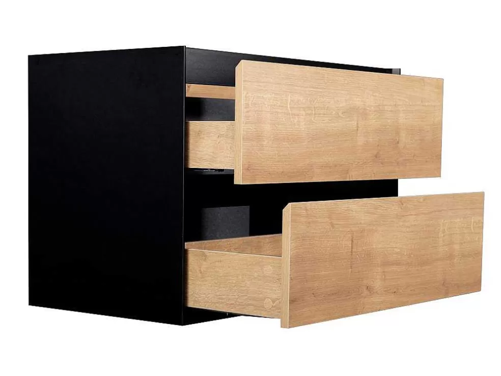 Vente-unique Móvel De Casa De Banho Suspenso Com Lavatório Embutido Cor Clara E Preto 80 Cm - Lannick* Móvel Lavatório Individual