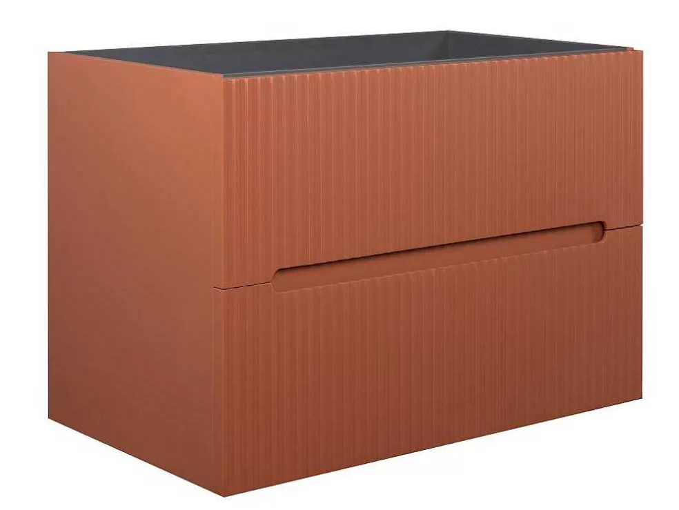Vente-unique Móvel De Casa De Banho Suspenso Com Lavatório Embutido Terracota Listrada 80 Cm - Pavani* Móvel Lavatório Individual