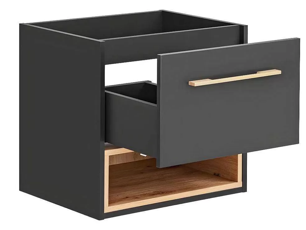 Vente-unique Móvel De Casa De Banho Suspenso Cor Antracite De 60 Cm - Yangra* Móvel Para Lavatório