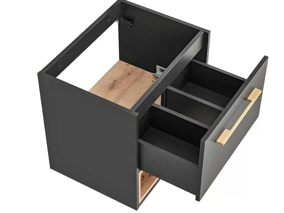 Vente-unique Móvel De Casa De Banho Suspenso Cor Antracite De 60 Cm - Yangra* Móvel Para Lavatório