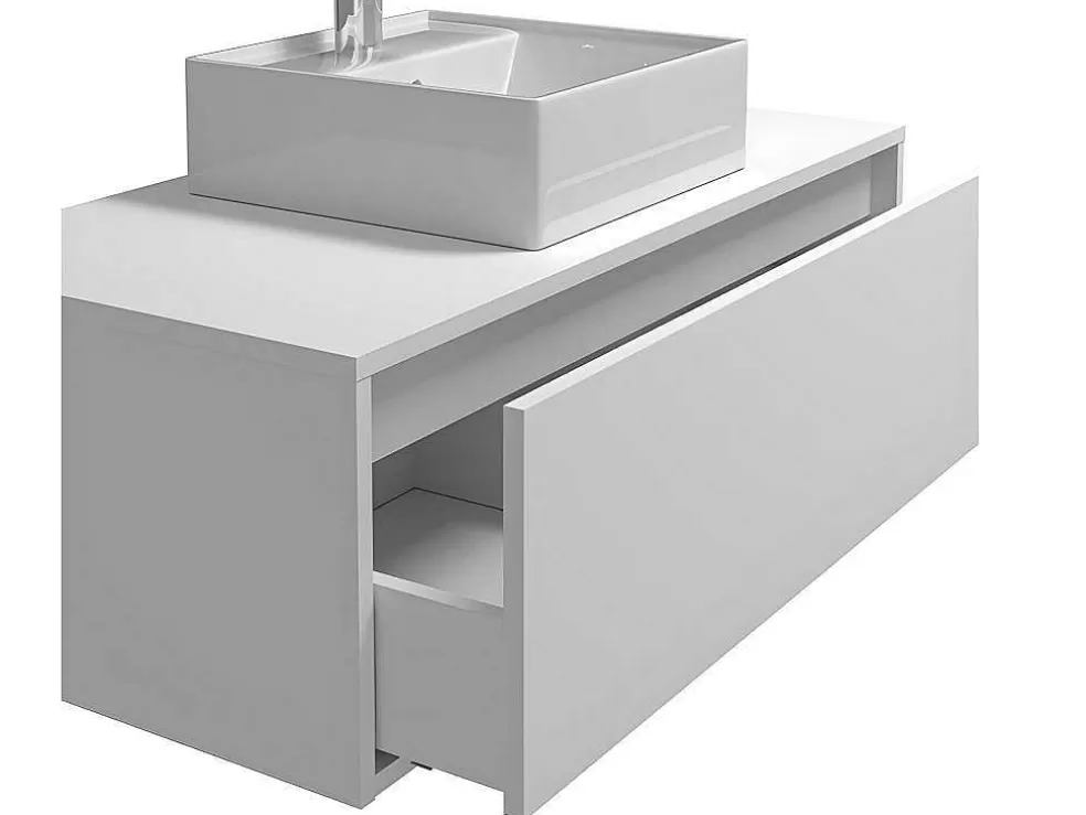 Vente-unique Móvel De Casa De Banho Suspenso Cor Branco Com Lavatório Individual - Teana* Promoções Casa De Banho & Bem-Estar