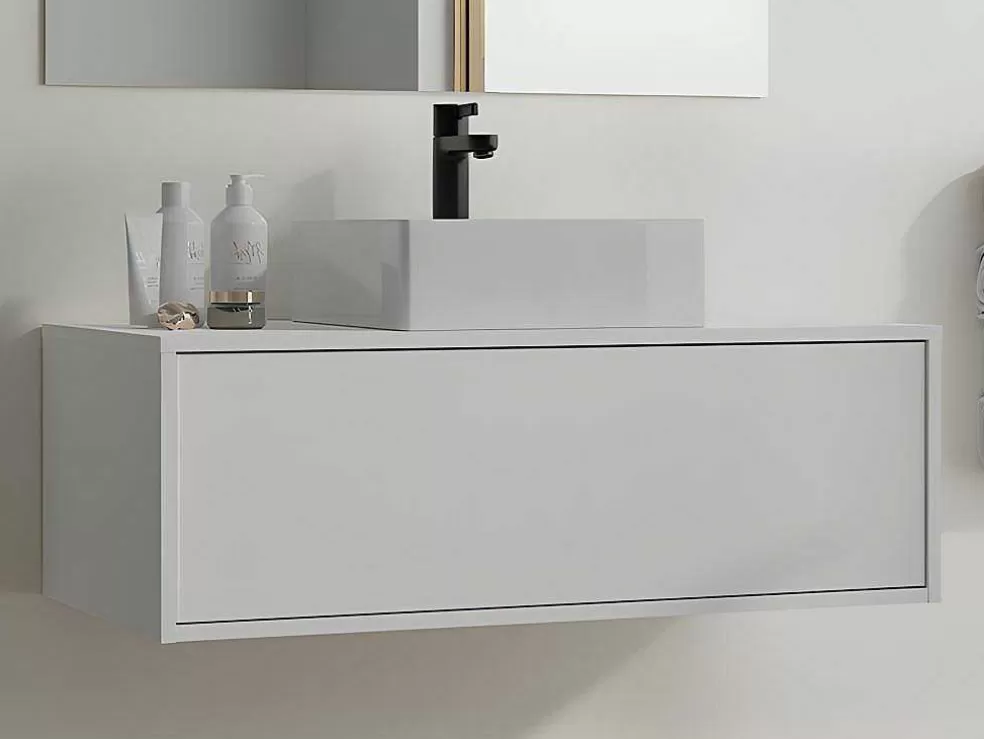 Vente-unique Móvel De Casa De Banho Suspenso Cor Branco Com Lavatório Individual - Teana* Promoções Casa De Banho & Bem-Estar