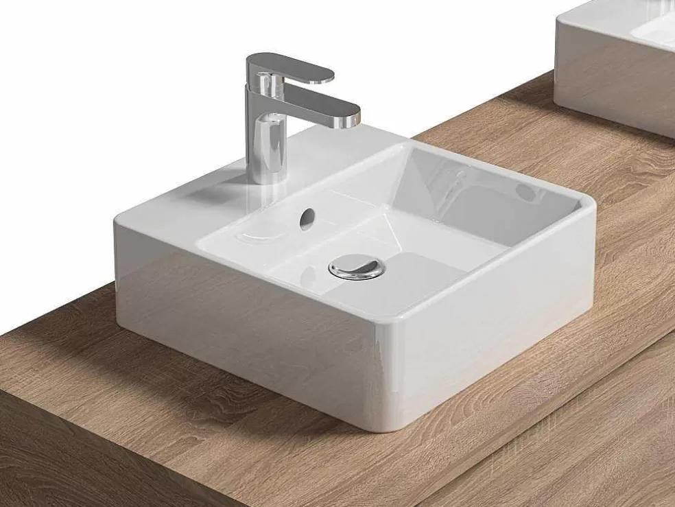 Vente-unique Móvel De Casa De Banho Suspenso Cor Natural Clara Com Lavatório Duplo C150 Cm - Isaure Ii* Móvel Lavatório Duplo