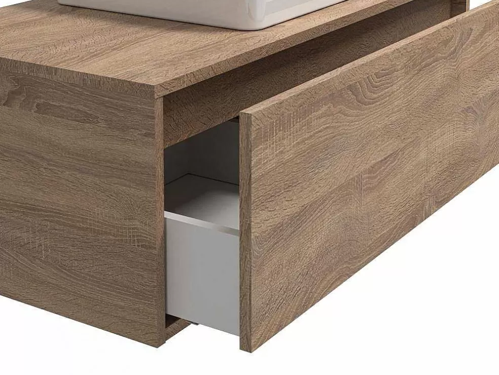 Vente-unique Móvel De Casa De Banho Suspenso Cor Natural Claro Com Lavatório Individual - Teana* Móvel Lavatório Individual