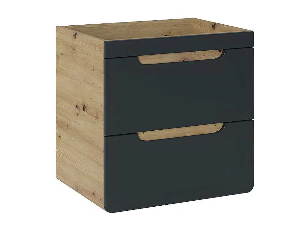 Vente-unique Móvel De Casa De Banho Suspenso Cor Natural E Antracite De 60 Cm - Aruba* Móvel Para Lavatório