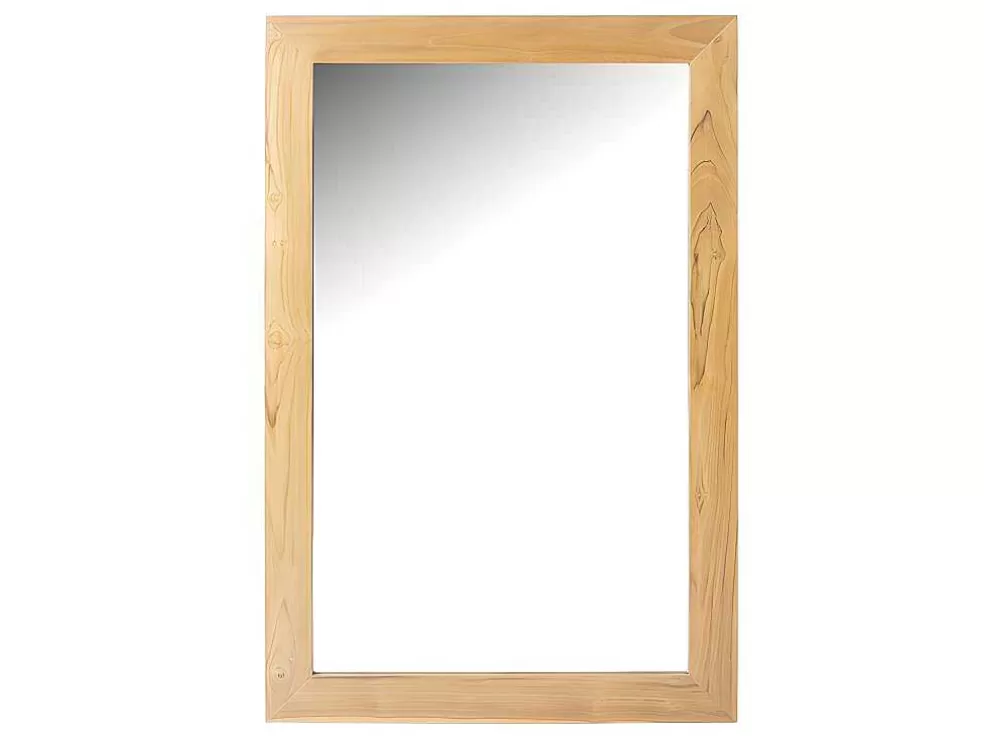 Vente-unique Móvel De Casa De Banho Suspenso Em Teca Clara Com Lavatório Duplo E Espelhos Com 2 Gavetas De 115 Cm - Bimbing* Móvel Lavatório Duplo