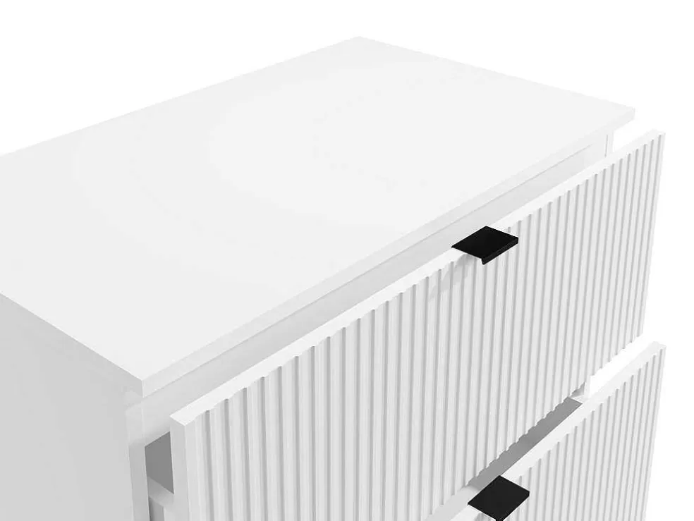 Vente-unique Móvel De Casa De Banho Suspenso Estriado Com Lavatório De Pousar Branco C80 Cm - Zevini* Móvel Lavatório Individual