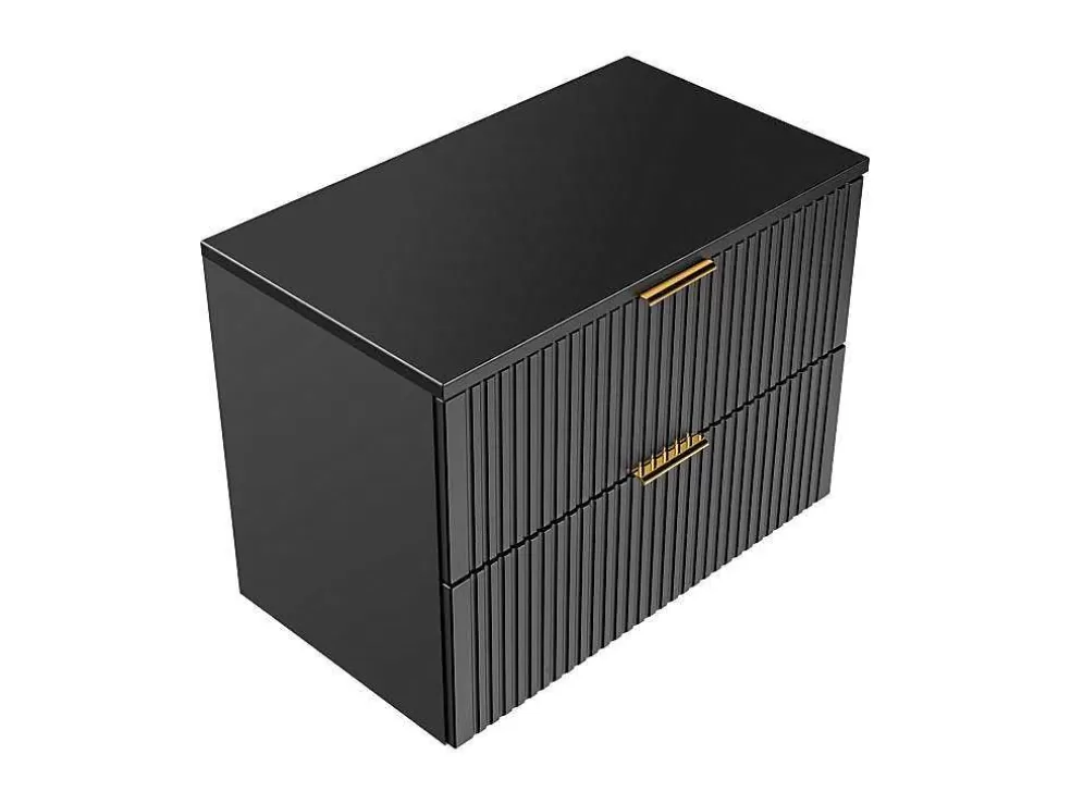 Vente-unique Móvel De Casa De Banho Suspenso Estriado Com Lavatório De Pousar Preto 80 Cm - Zevara* Móvel Lavatório Individual