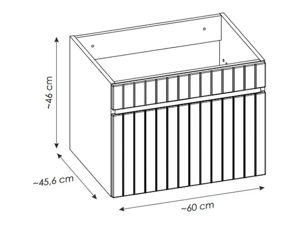 Vente-unique Móvel De Casa De Banho Suspenso Estriado Cor-De-Rosa Com Lavatório De Pousar 60 Cm - Satara* Móvel Lavatório Individual