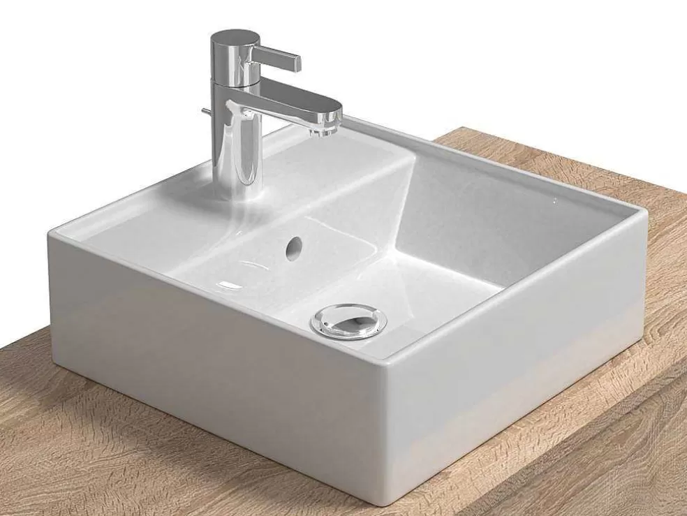 Vente-unique Móvel De Casa De Banho Suspenso Madeira Clara E Antracite Lavatório Individual E Duas Gavetas 94 Cm - Teana Ii* Móvel Lavatório Individual