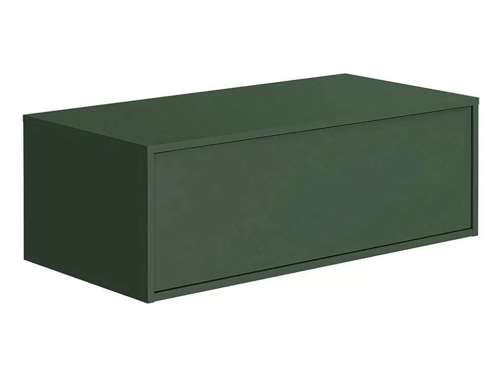 Vente-unique Móvel De Casa De Banho Suspenso Verde E Branco Lavatório Individual E Duas Gavetas 94 Cm - Teana Ii* Promoções Casa De Banho & Bem-Estar