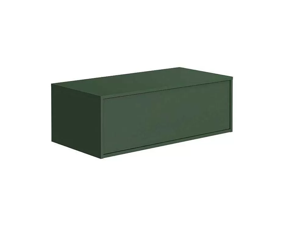 Vente-unique Móvel De Casa De Banho Suspenso Verde Mate Com Lavatório Individual E Duas Gavetas 94 Cm - Teana Ii* Móvel Lavatório Individual