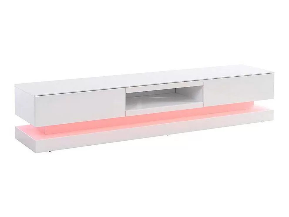 Vente-unique Móvel De Tv - Mdf Lacado A Branco - Leds - 2 Gavetas E 1 Nicho - Firmament* Móvel De Tv