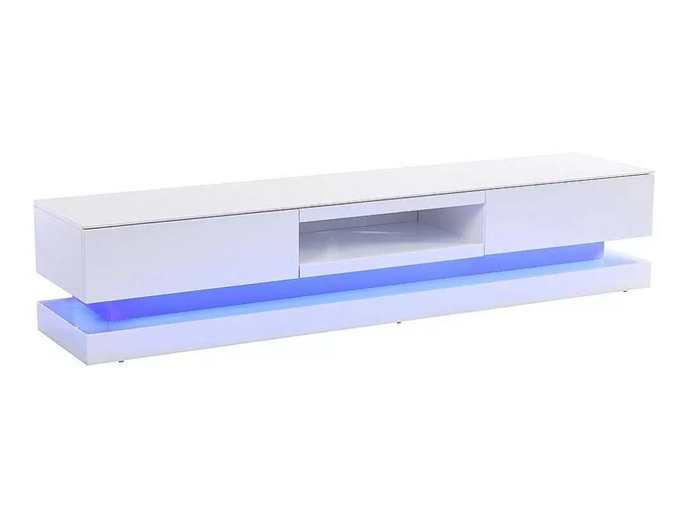Vente-unique Móvel De Tv - Mdf Lacado A Branco - Leds - 2 Gavetas E 1 Nicho - Firmament* Móvel De Tv