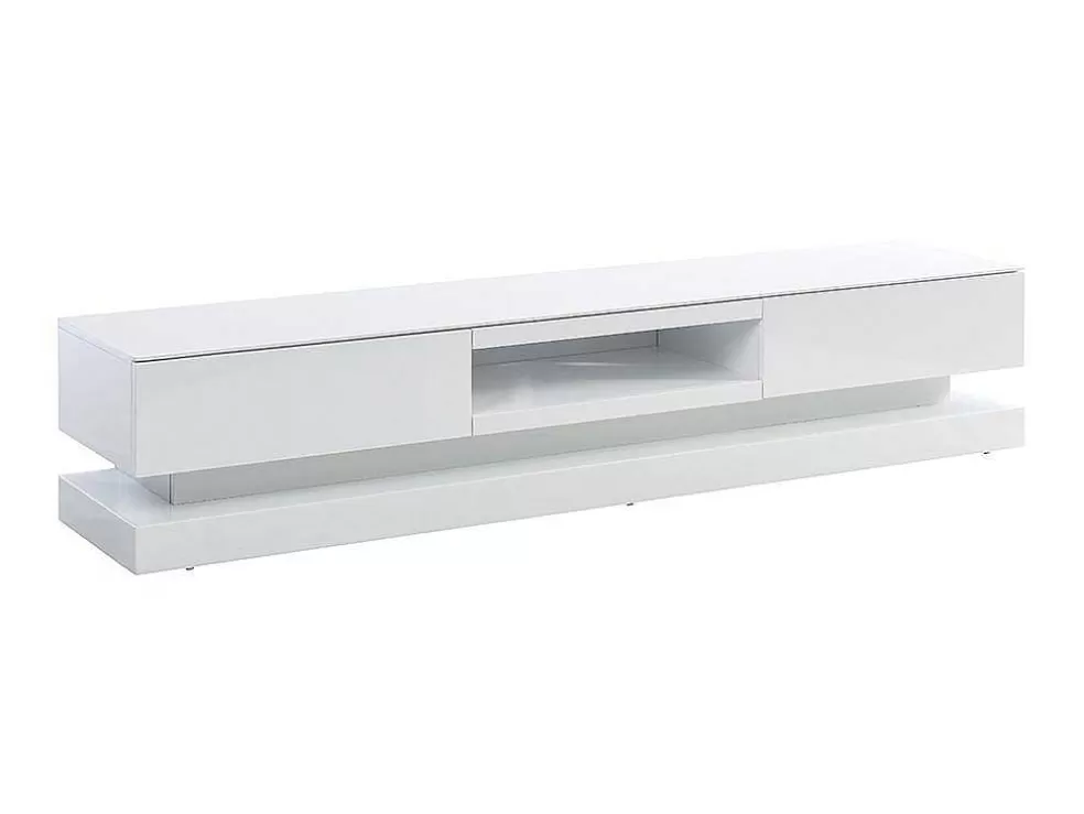 Vente-unique Móvel De Tv - Mdf Lacado A Branco - Leds - 2 Gavetas E 1 Nicho - Firmament* Móvel De Tv