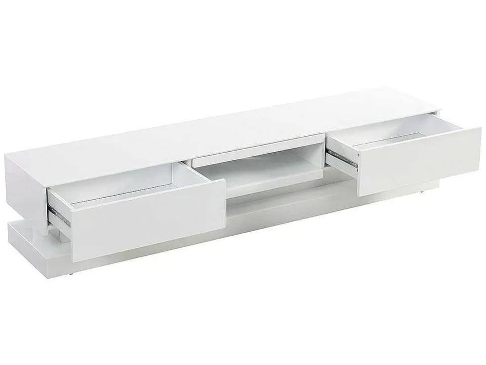 Vente-unique Móvel De Tv - Mdf Lacado A Branco - Leds - 2 Gavetas E 1 Nicho - Firmament* Móvel De Tv