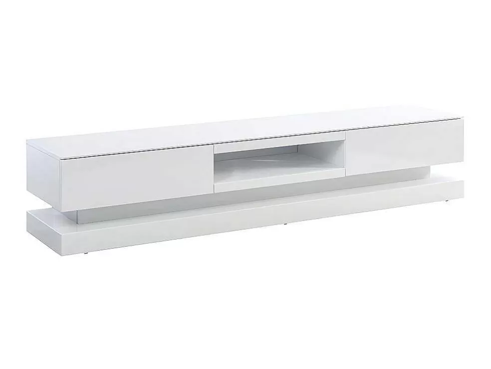 Vente-unique Móvel De Tv - Mdf Lacado A Branco - Leds - 2 Gavetas E 1 Nicho - Firmament* Móvel De Tv