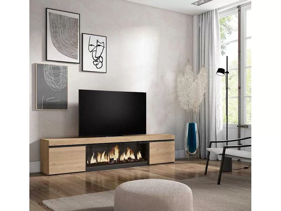Skraut Home Móvel De Tv, 210, Para Televisores Ate 80", Lareira Electrica Xxl, Carvahlo* Móvel De Tv