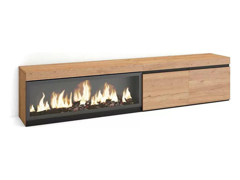 Skraut Home Móvel De Tv, 210, Para Televisores Ate 80", Lareira Electrica Xxl, Carvahlo* Móvel De Tv