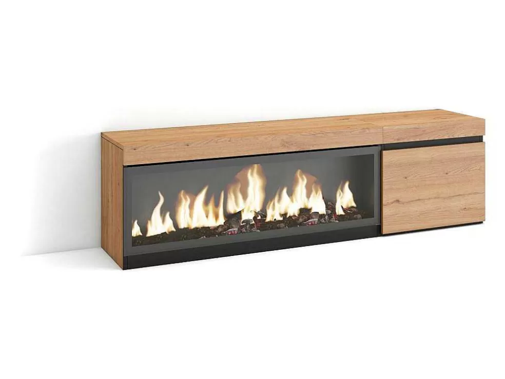 Skraut Home Móvel De Tv, 160, Para Televisores Ate 65", Lareira Electrica Xxl, Carvahlo* Móvel De Tv