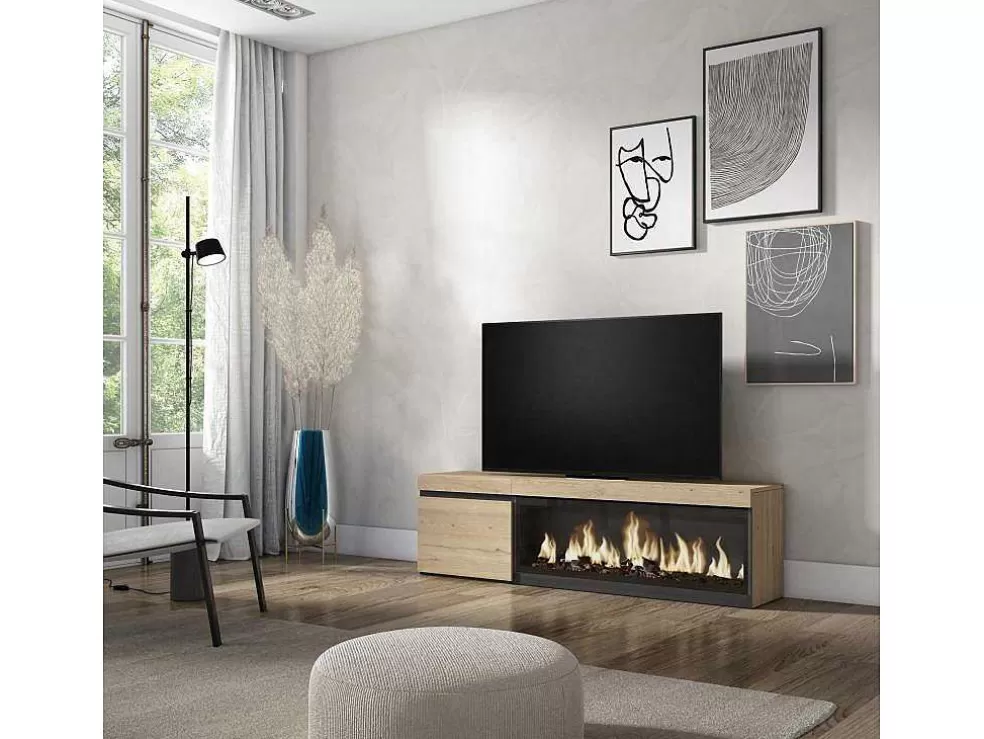 Skraut Home Móvel De Tv, 160, Para Televisores Ate 65", Lareira Electrica Xxl, Carvahlo* Móvel De Tv