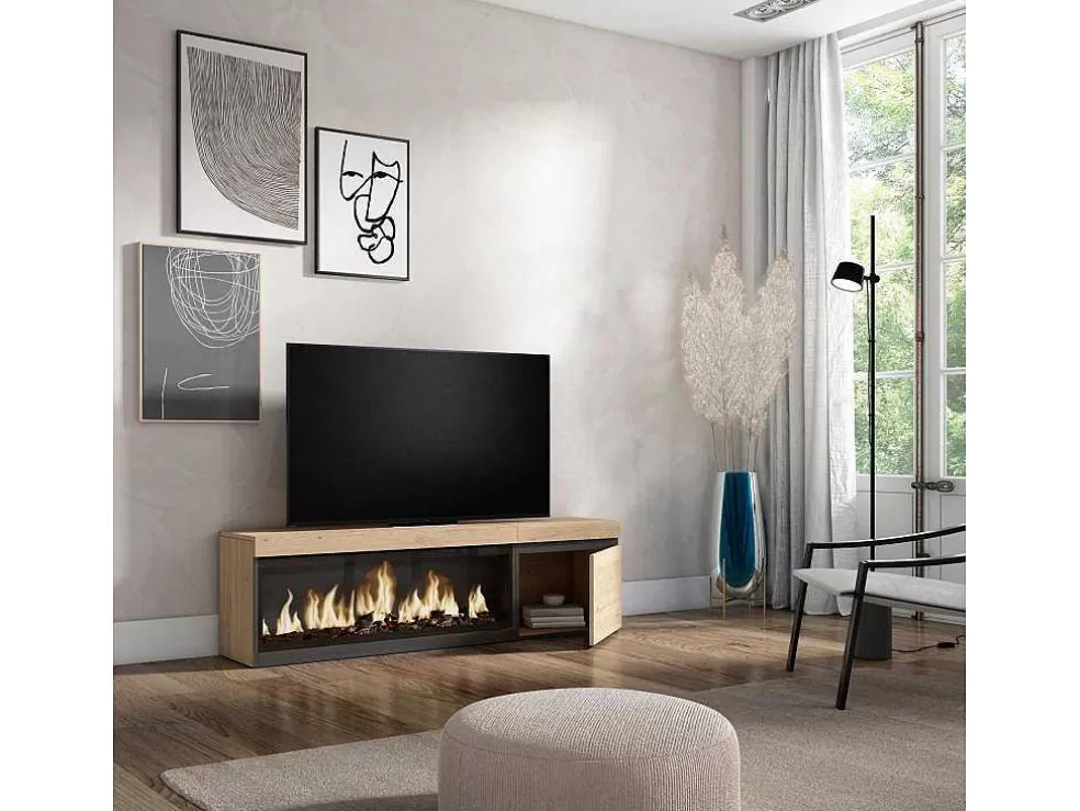 Skraut Home Móvel De Tv, 160, Para Televisores Ate 65", Lareira Electrica Xxl, Carvahlo* Móvel De Tv