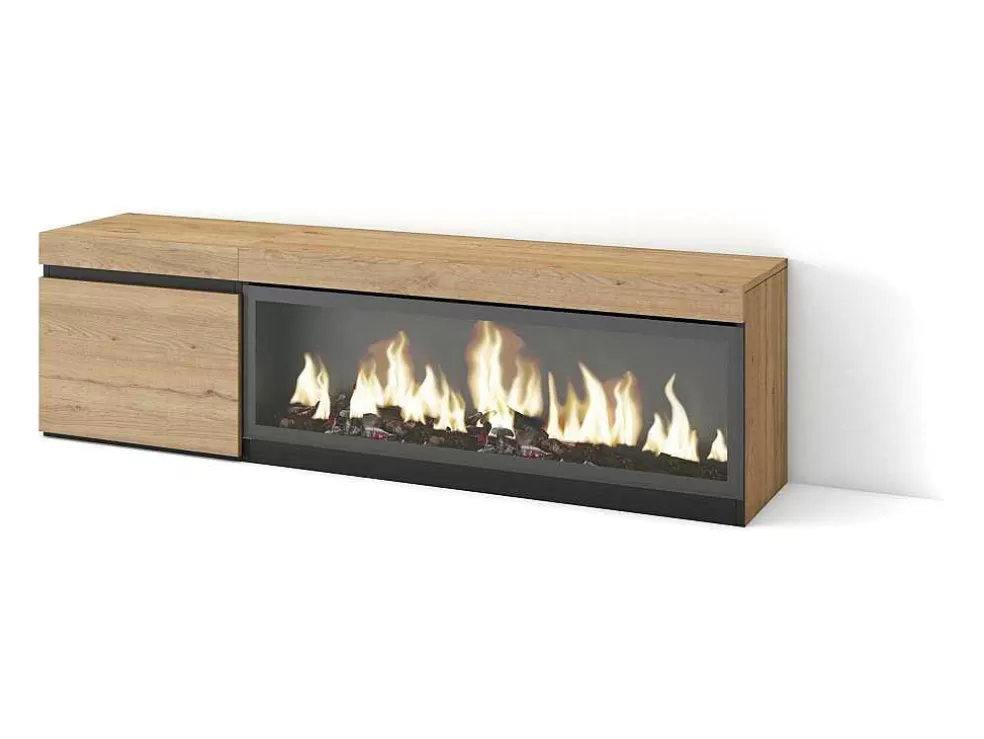 Skraut Home Móvel De Tv, 160, Para Televisores Ate 65", Lareira Electrica Xxl, Carvahlo* Móvel De Tv